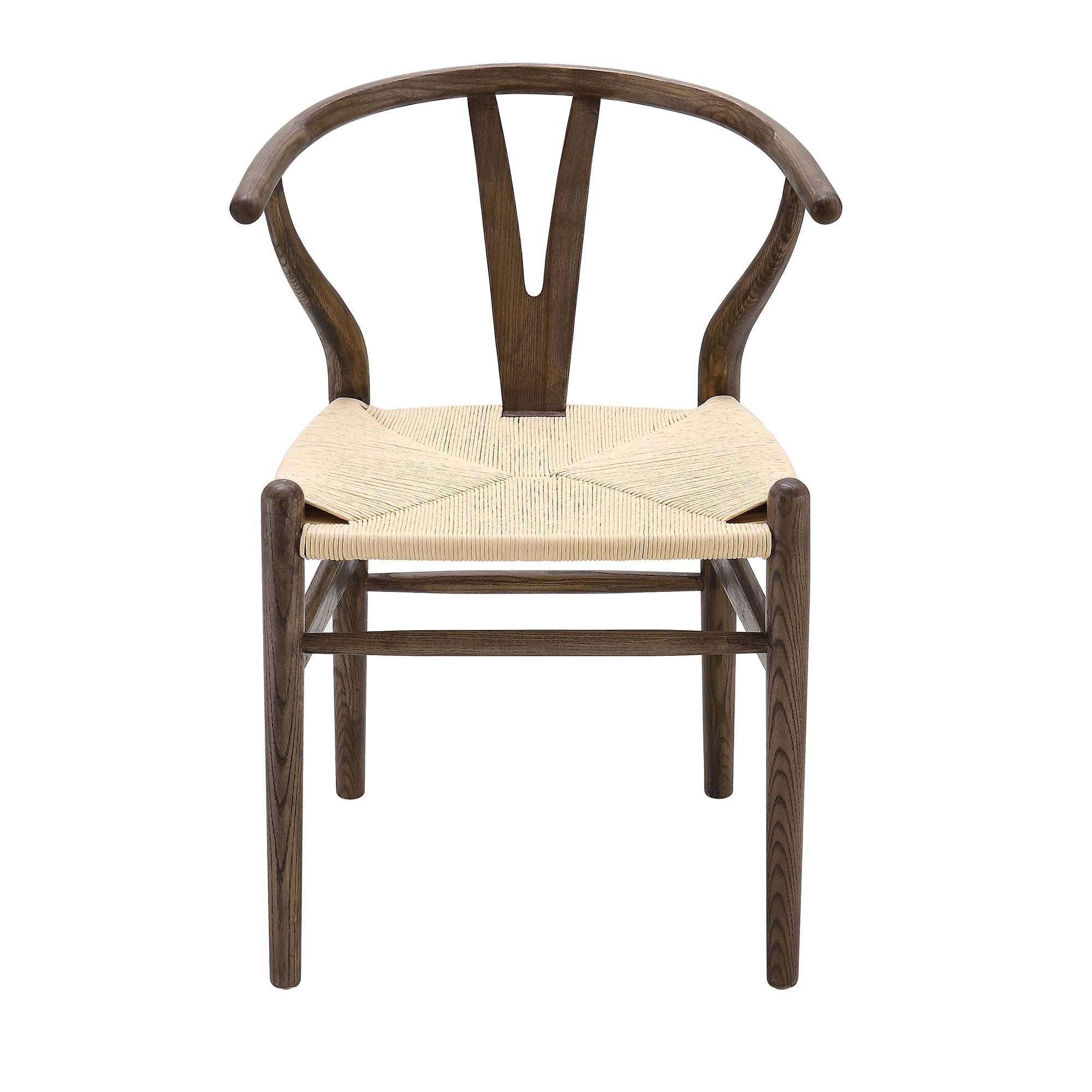 Hansel Wooden Natural Weave Dining Chair, Dark Walnut Colour Frame