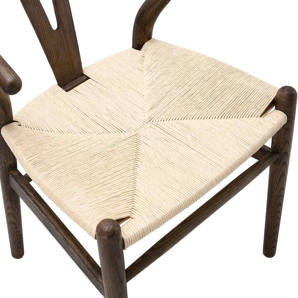 Hansel Wooden Natural Weave Dining Chair, Dark Walnut Colour Frame
