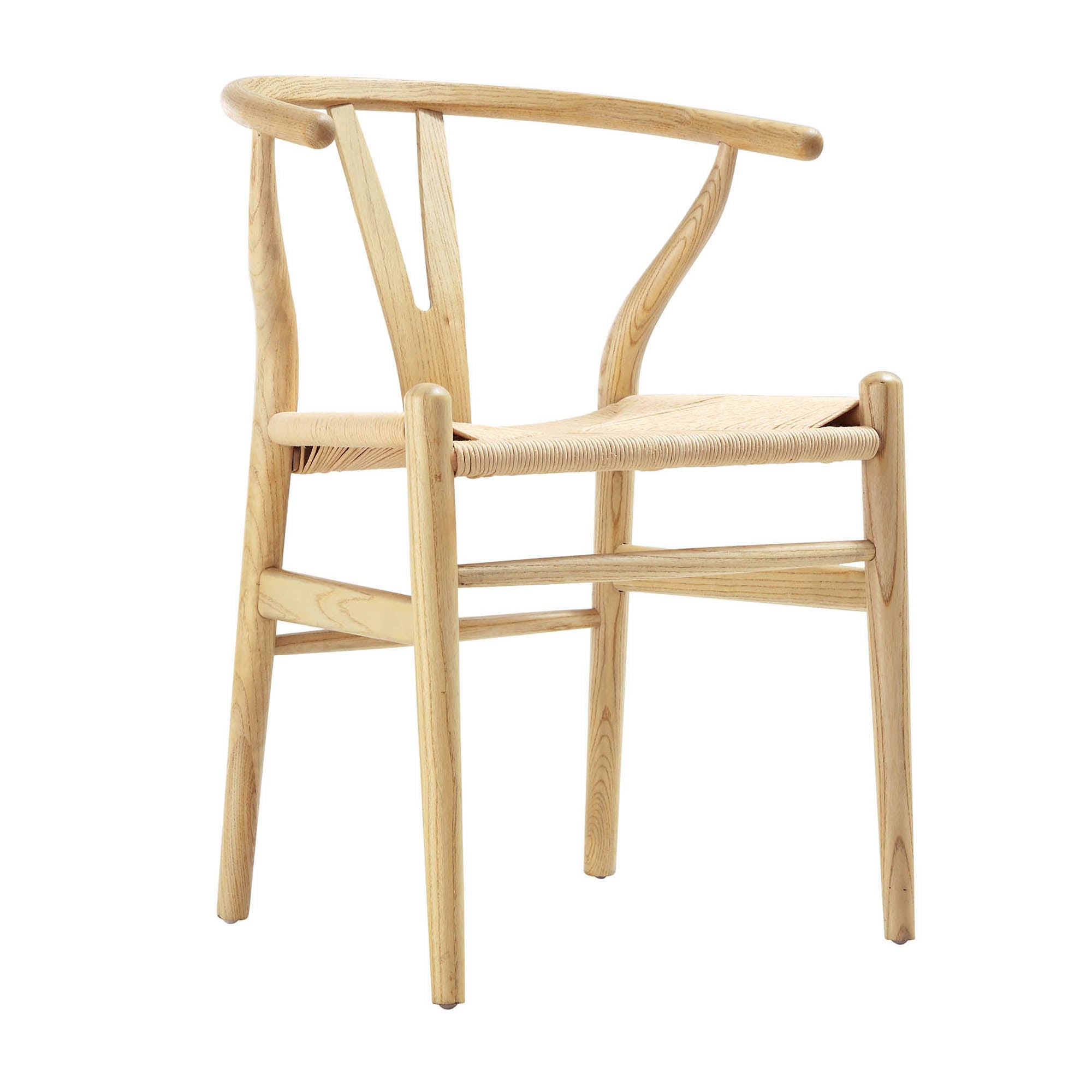 Hansel Wooden Natural Weave Wishbone Dining Chair, Natural Colour Frame