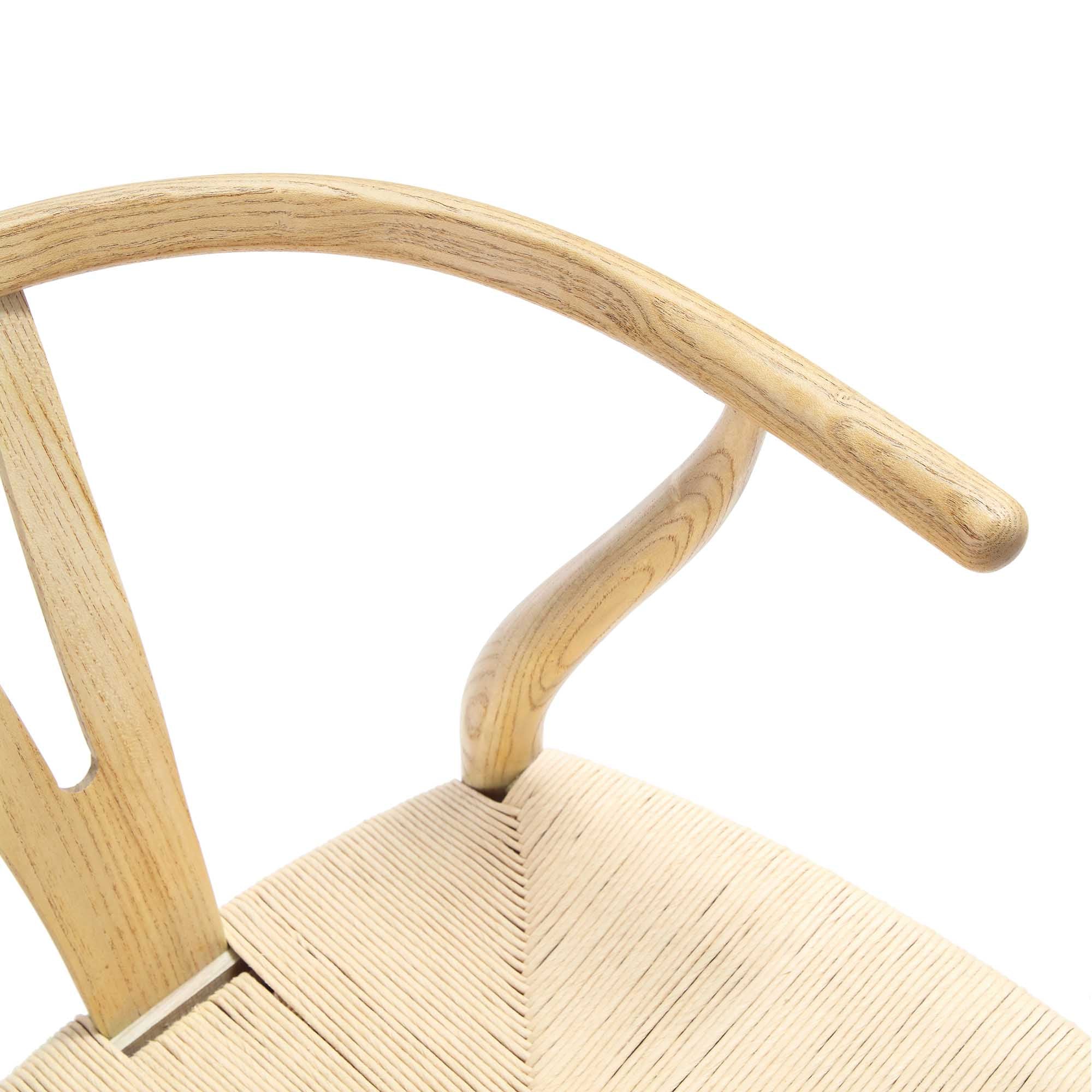 Hansel Wooden Natural Weave Wishbone Dining Chair, Natural Colour Frame