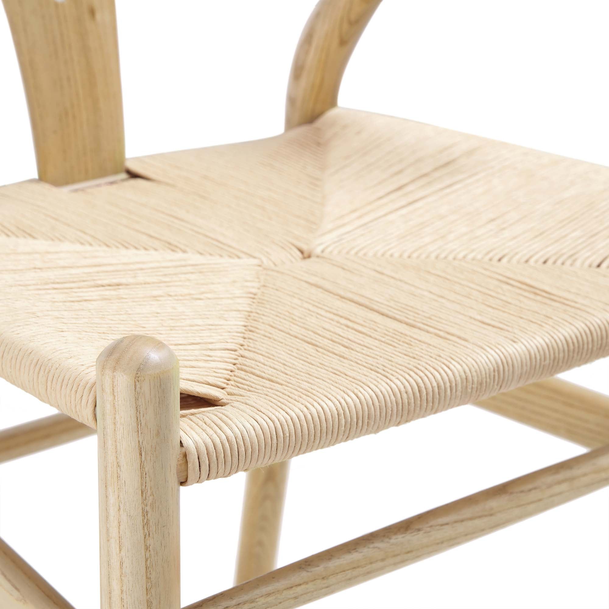 Hansel Wooden Natural Weave Wishbone Dining Chair, Natural Colour Frame