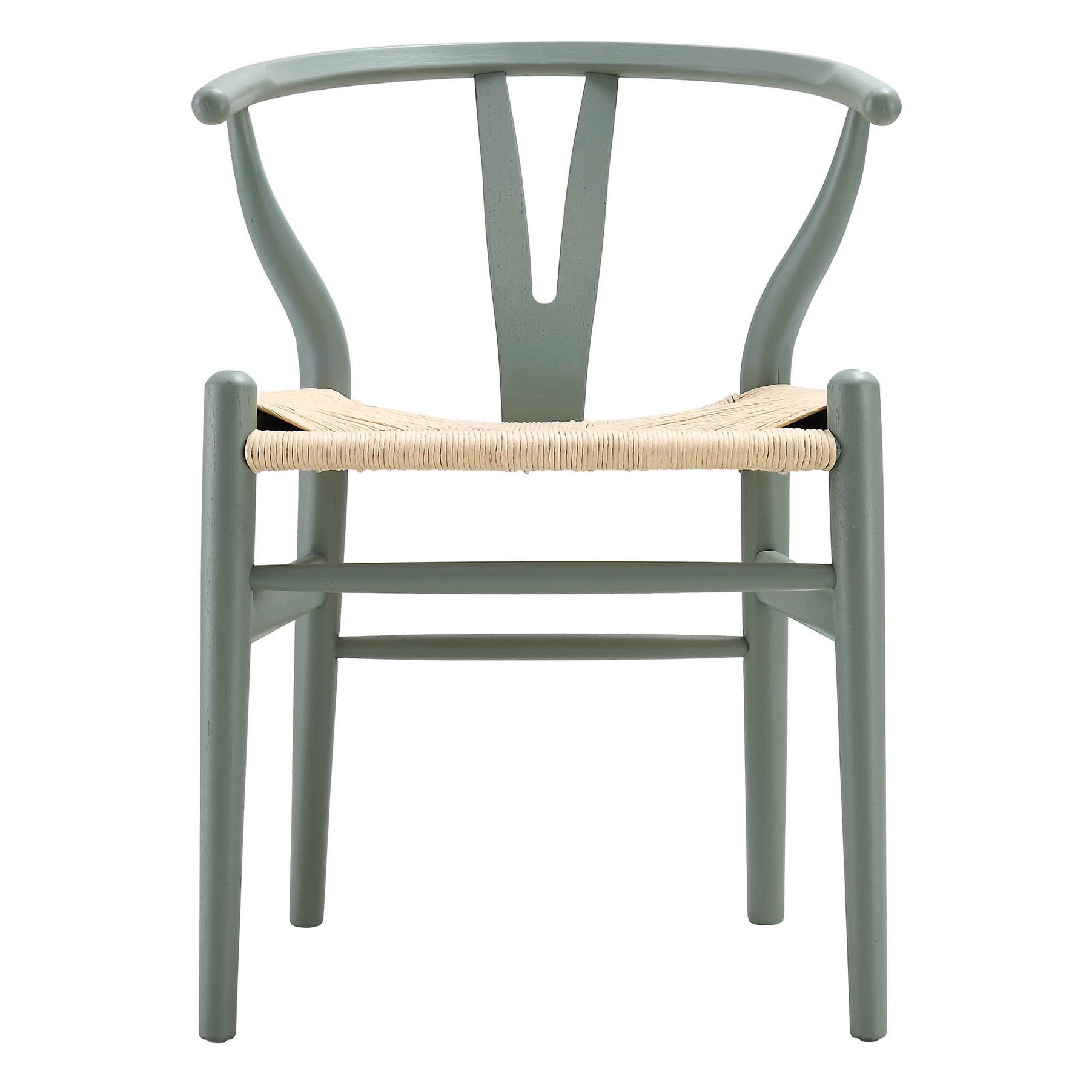 Hansel Wooden Natural Weave Wishbone Dining Chair, Sage Green Colour Frame