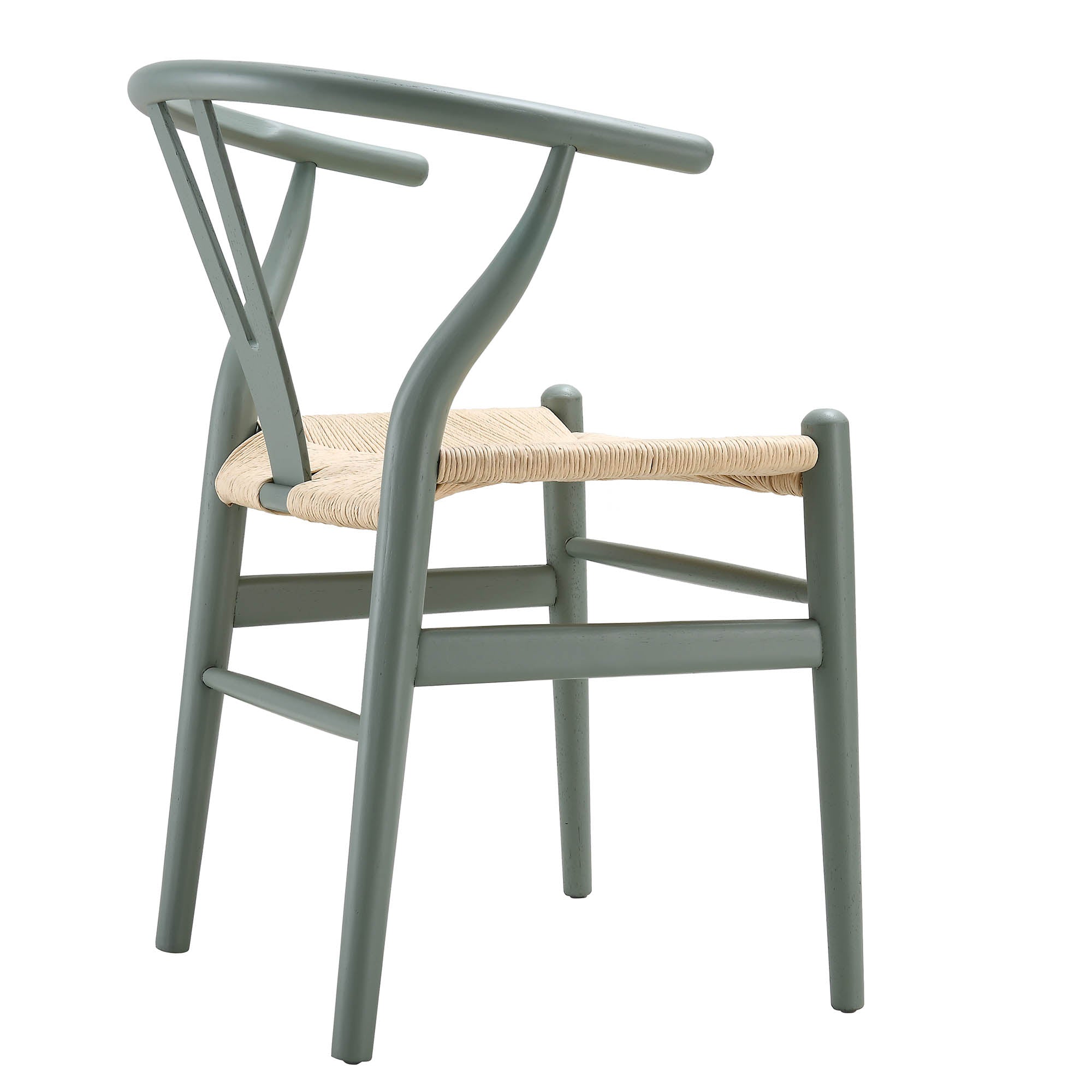 Hansel Wooden Natural Weave Dining Chair, Sage Green Colour Frame