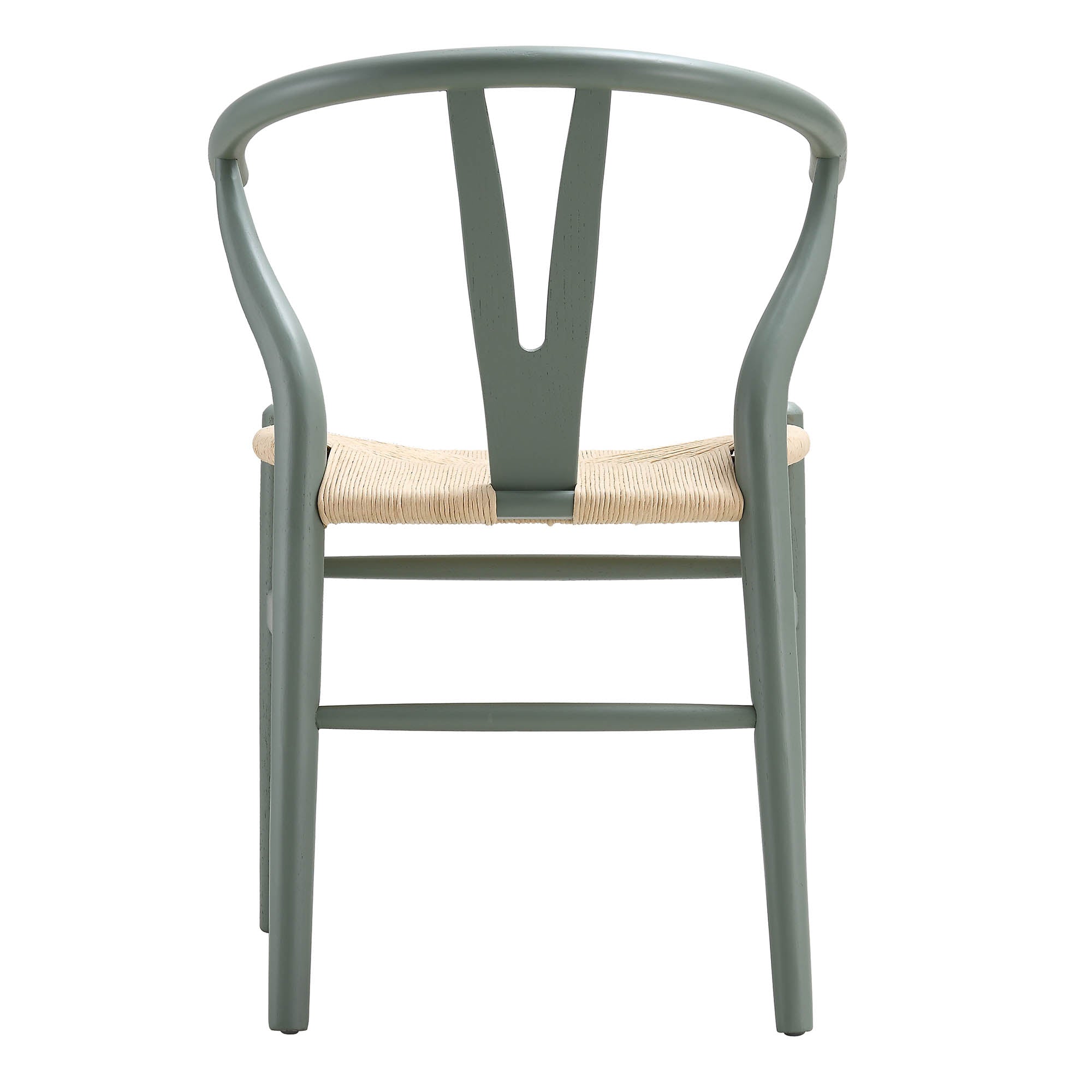 Hansel Wooden Natural Weave Dining Chair, Sage Green Colour Frame