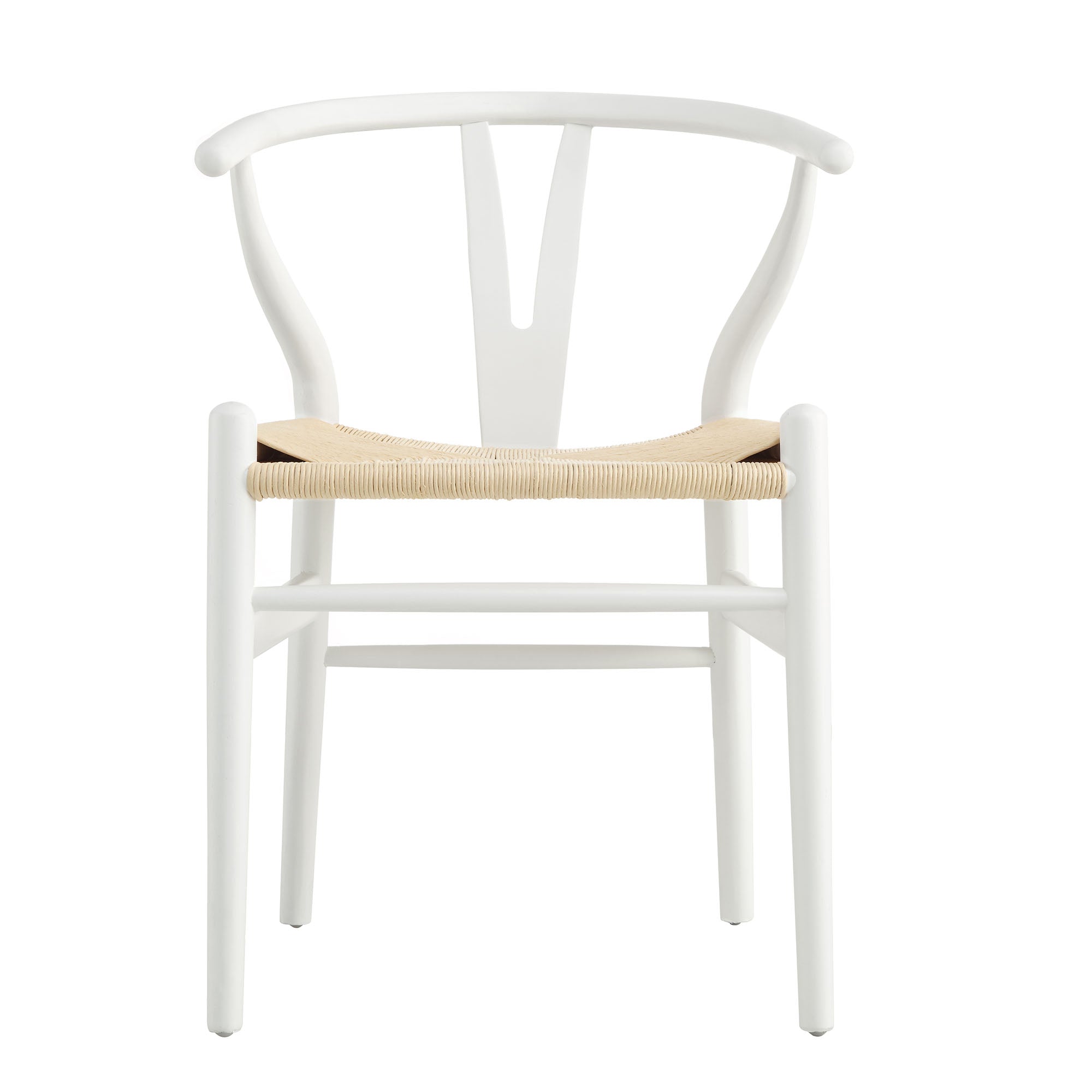 Hansel Wooden Natural Weave Dining Chair, White Colour Frame