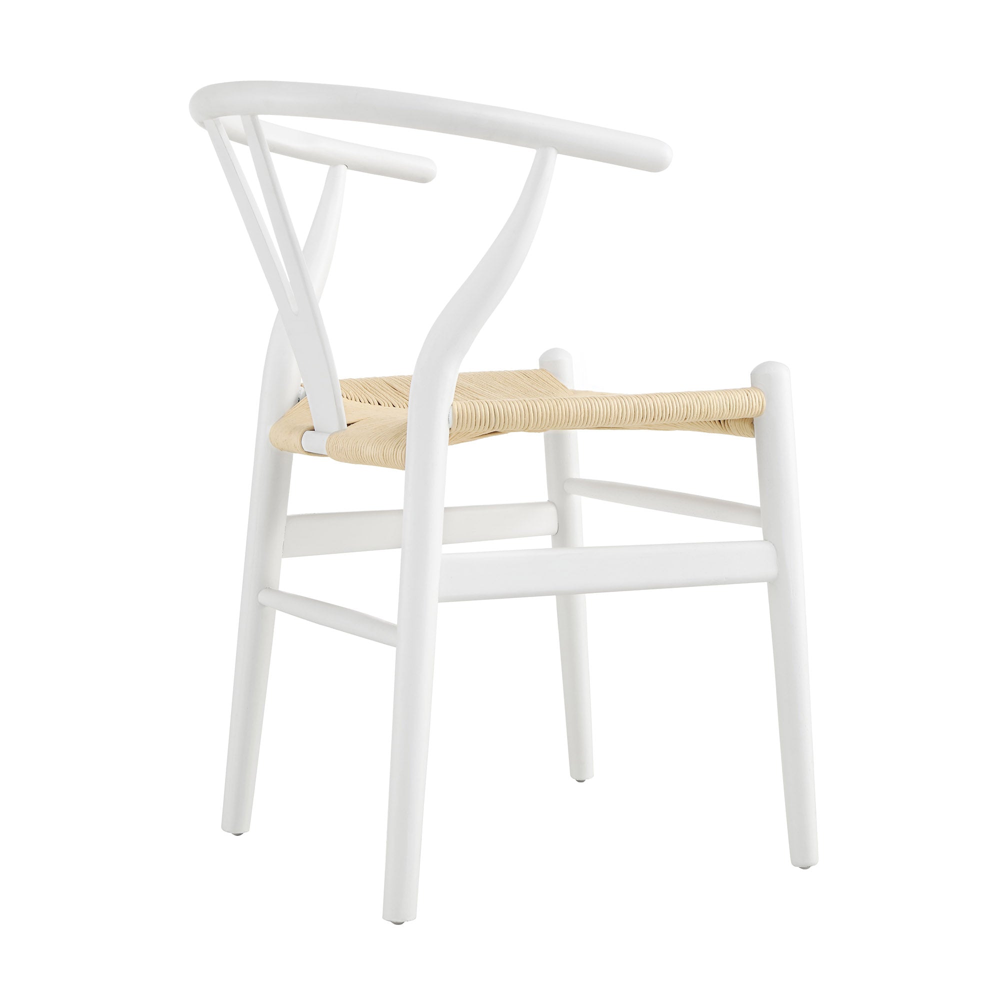 Hansel Wooden Natural Weave Dining Chair, White Colour Frame