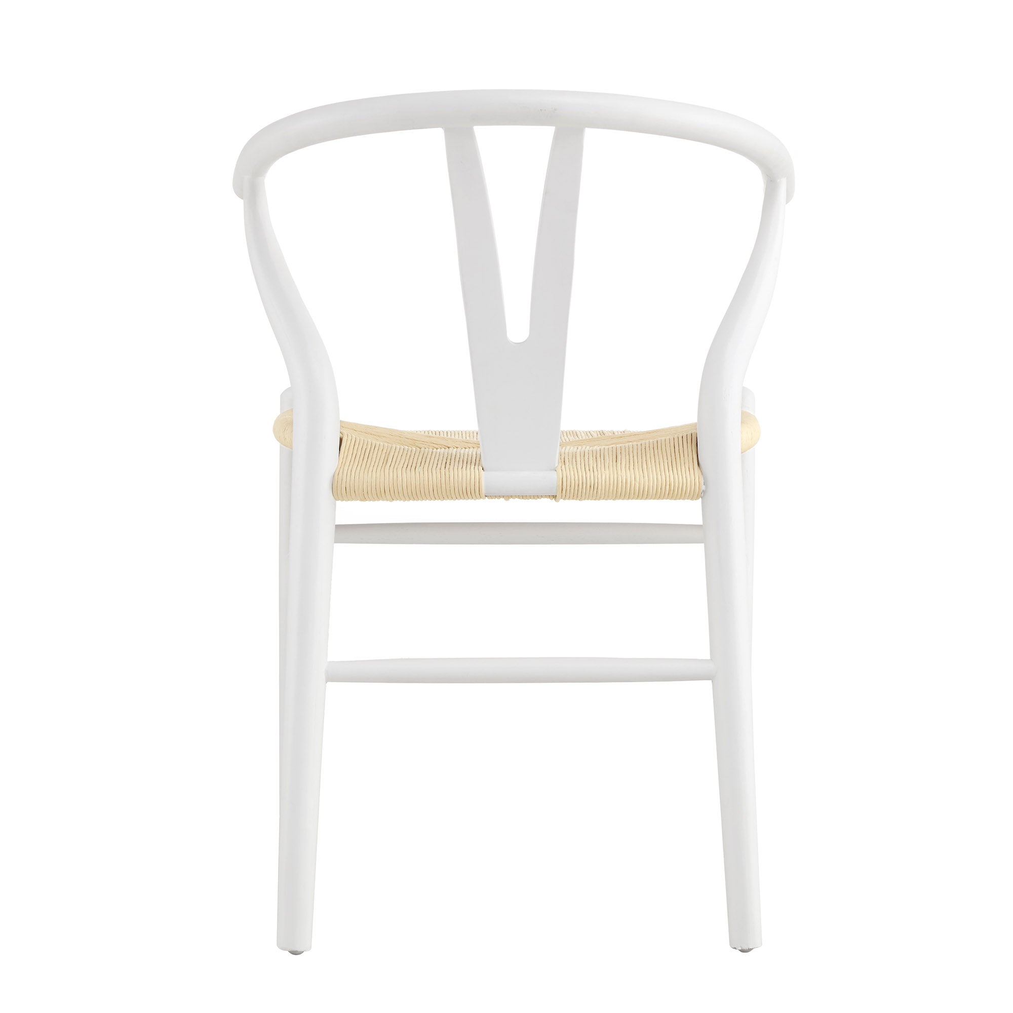 Hansel Wooden Natural Weave Dining Chair, White Colour Frame