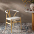 Hansel Upholstered Padded Dining Chair, Beige Fabric and Natural Frame