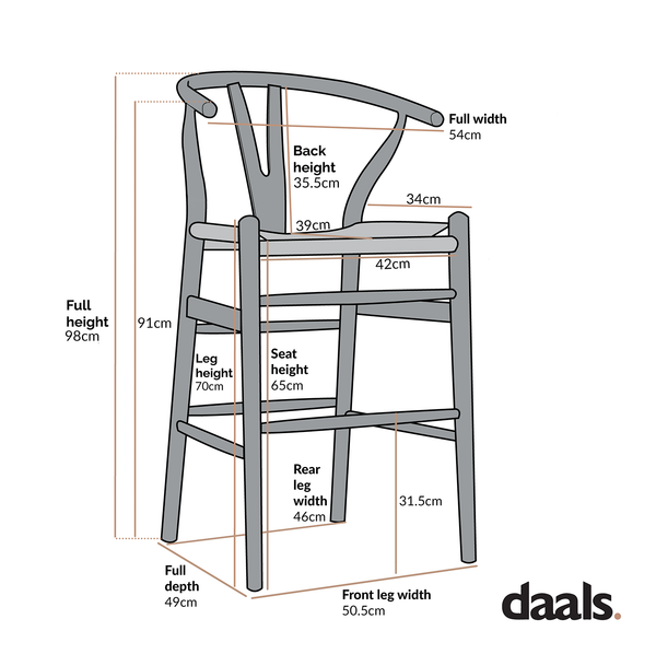 Hansel Wooden Natural Weave Counter Stool, White Frame