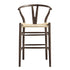Hansel Wooden Natural Weave Counter Stool, Dark Walnut Colour Frame