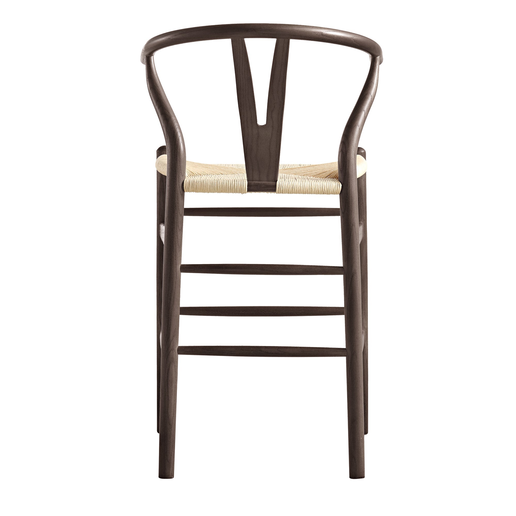 Hansel Wooden Natural Weave Counter Stool, Dark Walnut Colour Frame
