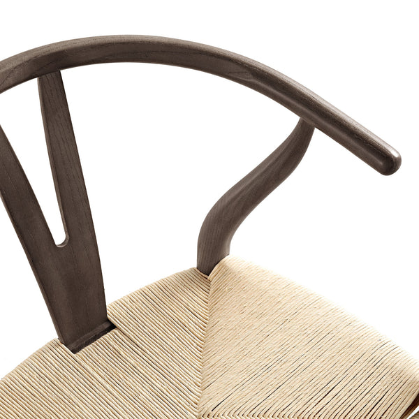 Hansel Wooden Natural Weave Counter Stool, Dark Walnut Colour Frame