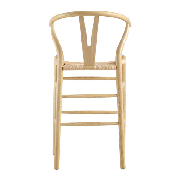 Hansel Wooden Natural Weave Wishbone Counter Stool, Natural Frame