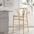 Hansel Wooden Natural Weave Counter Stool, Natural Frame