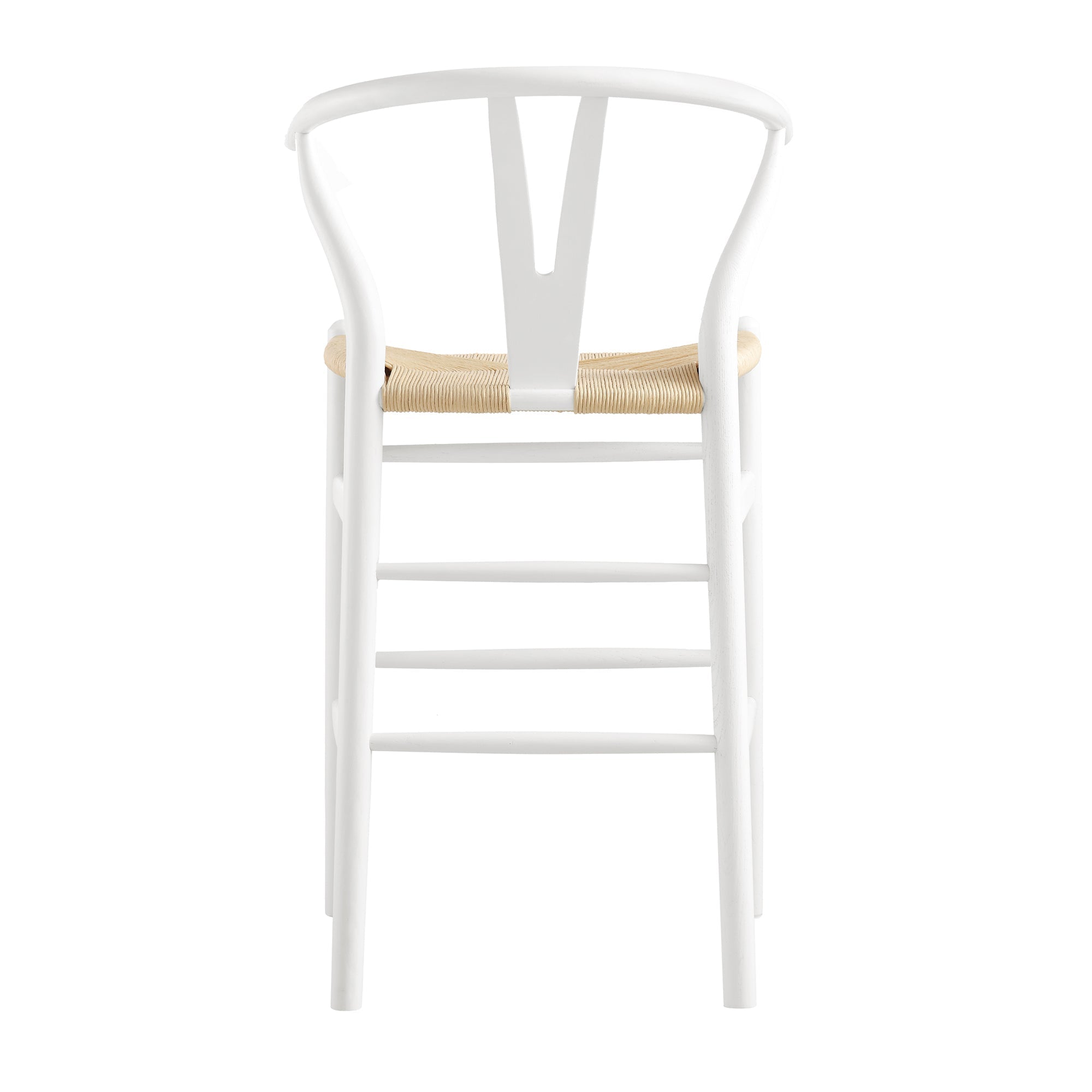 Hansel Wooden Natural Weave Counter Stool, White Frame