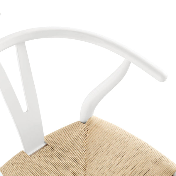 Hansel Wooden Natural Weave Counter Stool, White Frame