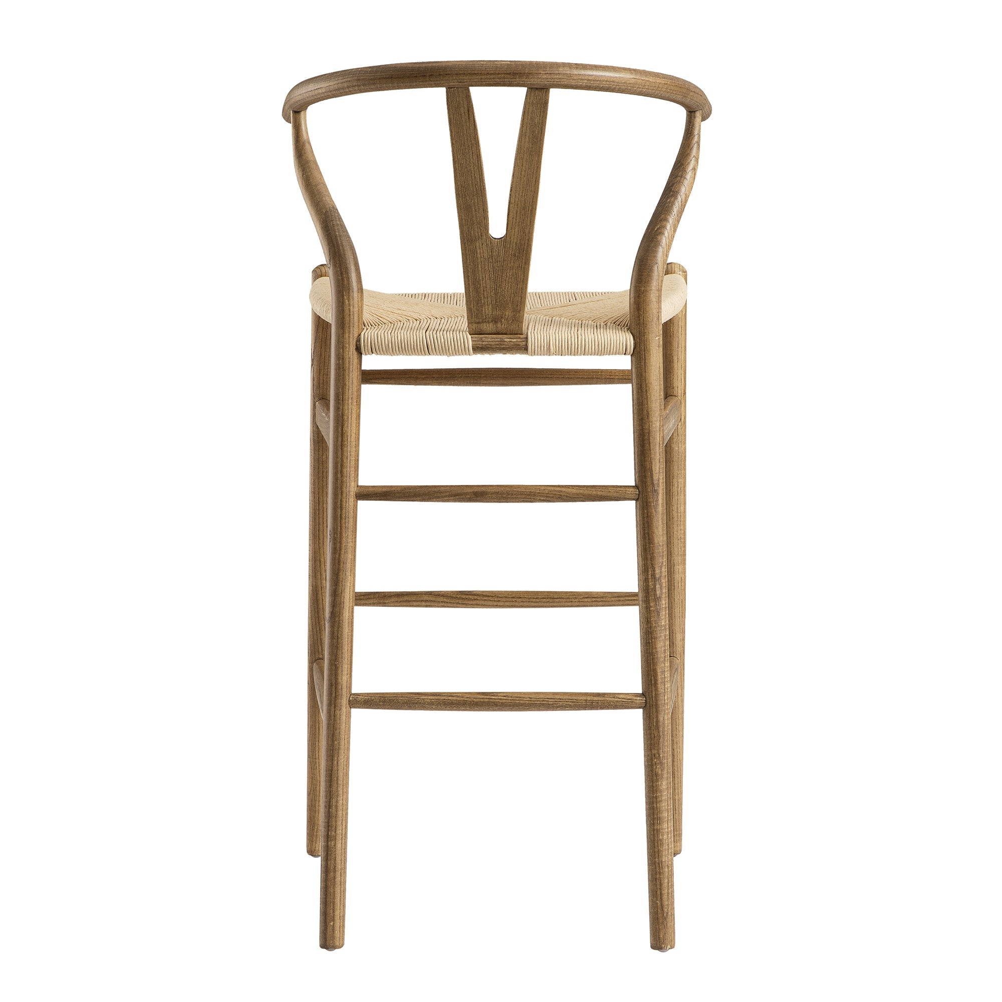Hansel Wooden Natural Weave Bar Stool, Light Walnut Colour Frame