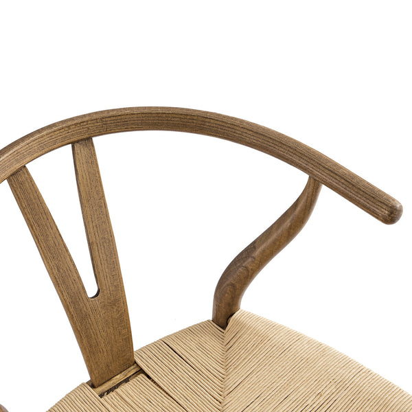 Hansel Wooden Natural Weave Bar Stool, Light Walnut Colour Frame