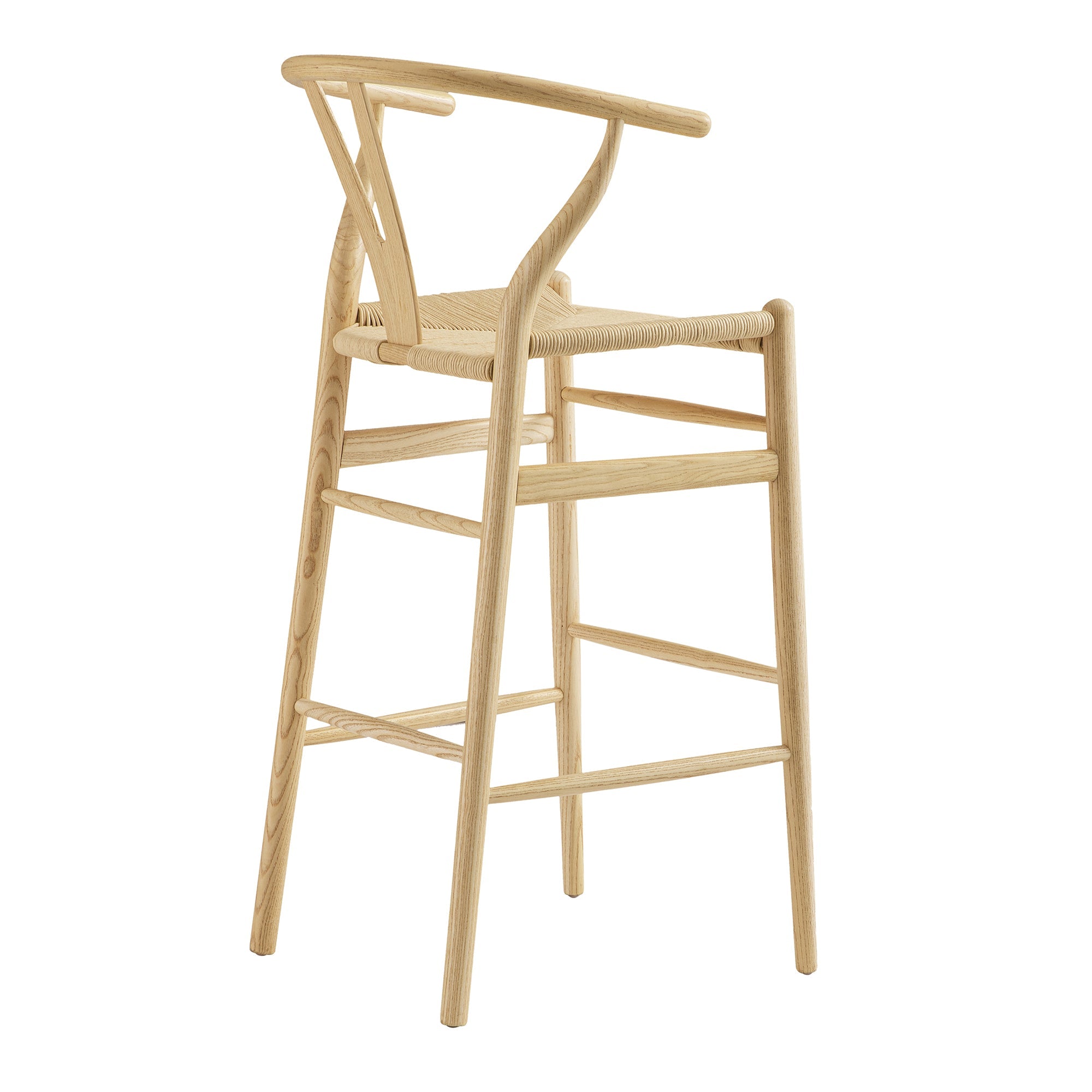 Hansel Wooden Natural Weave Bar Stool, Natural Frame