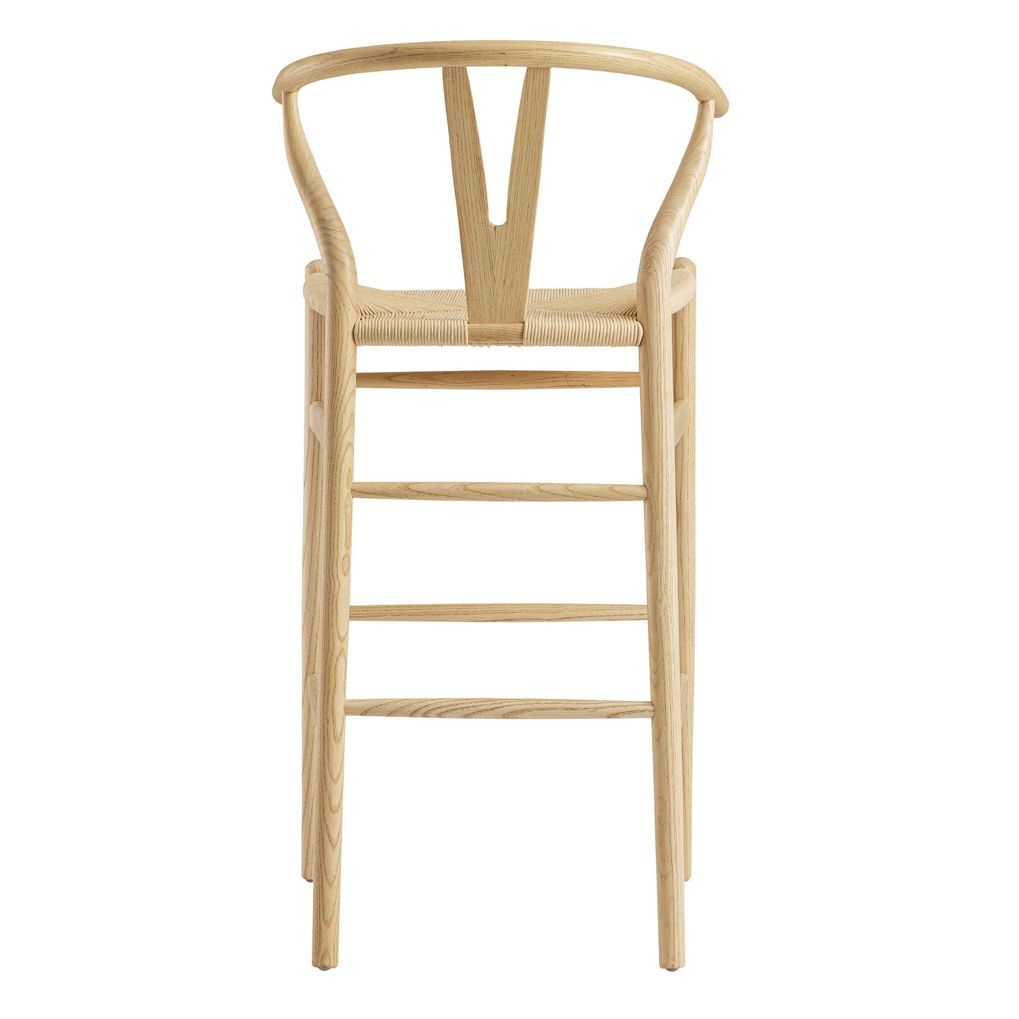 Hansel Wooden Natural Weave Bar Stool, Natural Frame