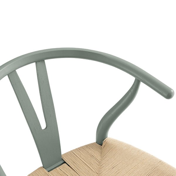 Hansel Wooden Natural Weave Bar Stool, Sage Green Frame