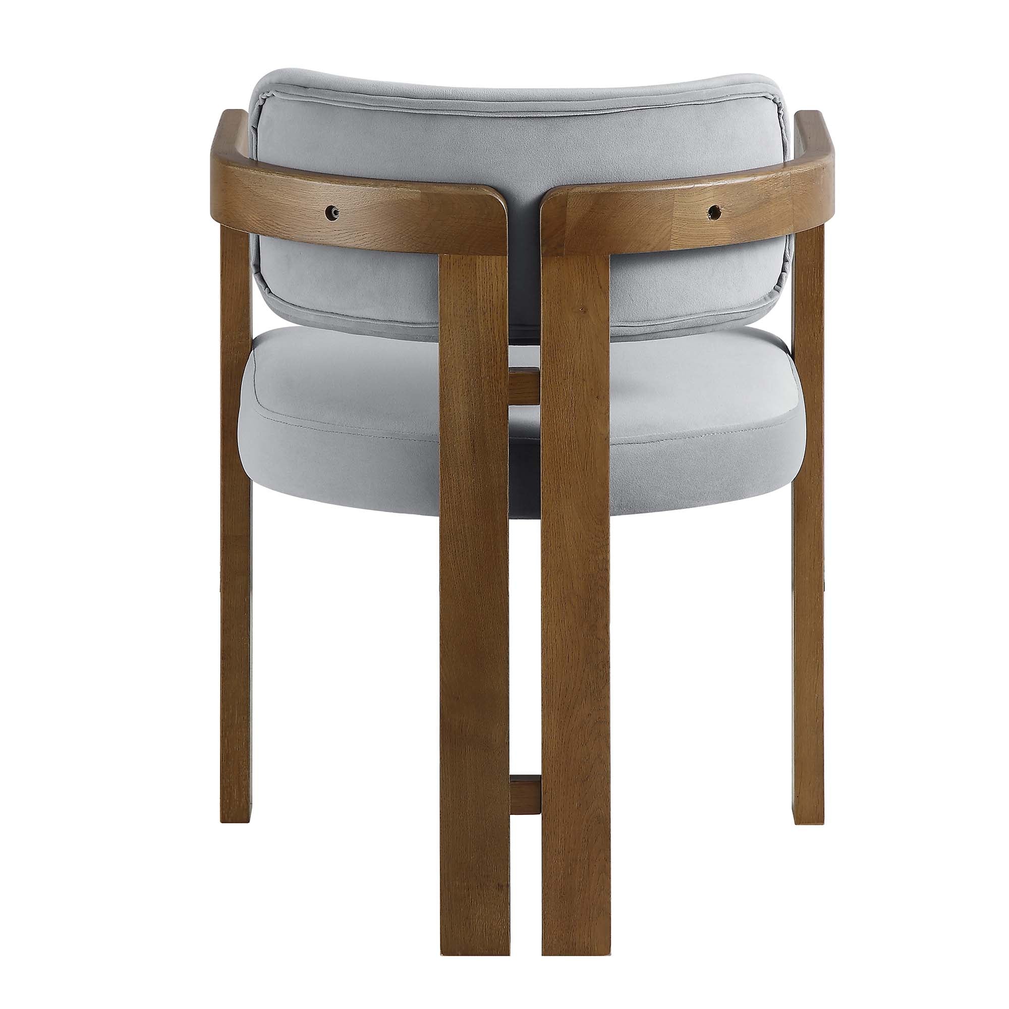 Stanford Curved Walnut Wood Frame Grey Velvet Chair