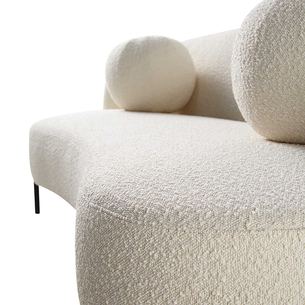 Amboise 3-Seater Curved Sofa with Ball Cushions, Ecru Boucle