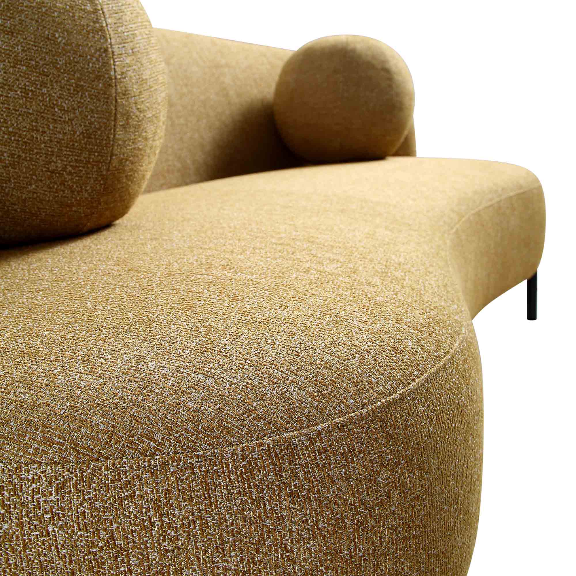 Amboise 3-Seater Curved Sofa with Ball Cushions, Marigold Textured Fabric