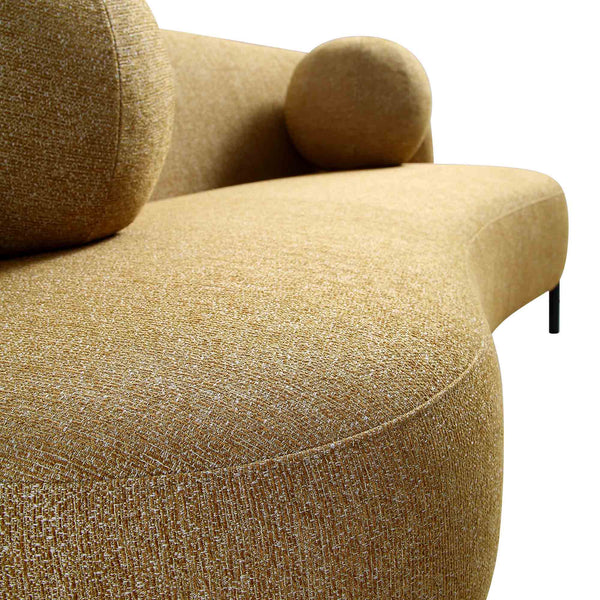 Amboise 3-Seater Curved Sofa with Ball Cushions, Marigold Textured Fabric