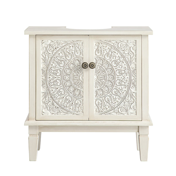 Chantilly Whitewashed Carved Bathroom Undersink Unit