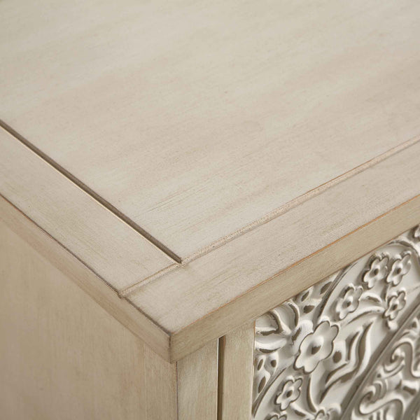 Chantilly Whitewashed Carved Small Sideboard