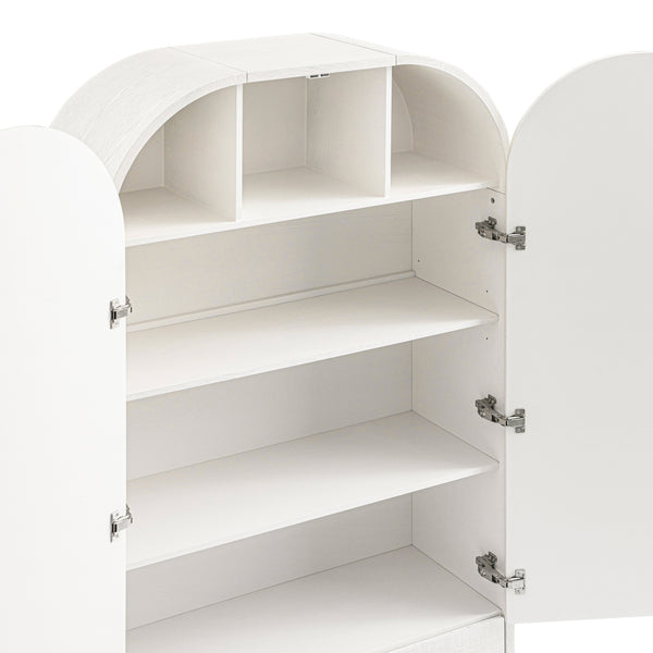 Maude Large Storage Cabinet, Washed White Ash with Raffia