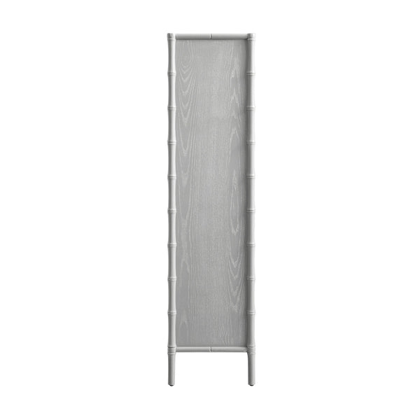 Elstowe Faux Bamboo and Fluted Glass 2-Door Cabinet, Warm Grey