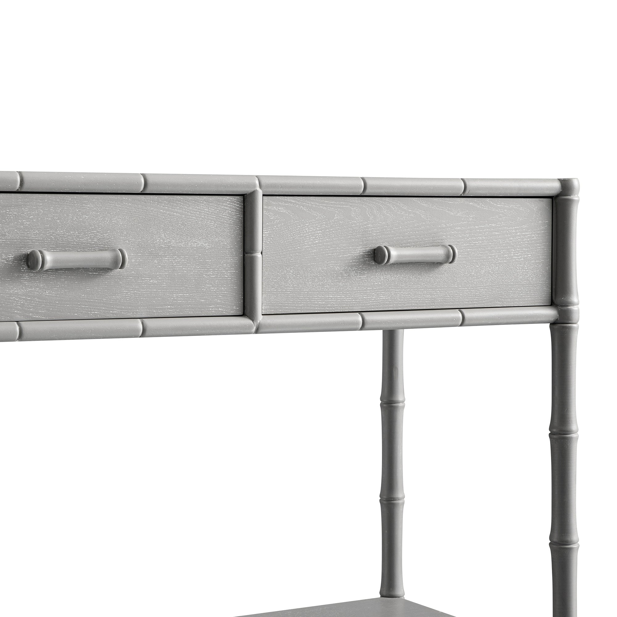 Elstowe Faux Bamboo 2-Drawer Console Table, Warm Grey