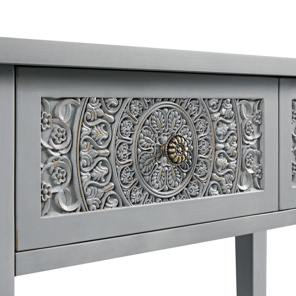 Chantilly Mid Grey Carved Console/ Dressing Table