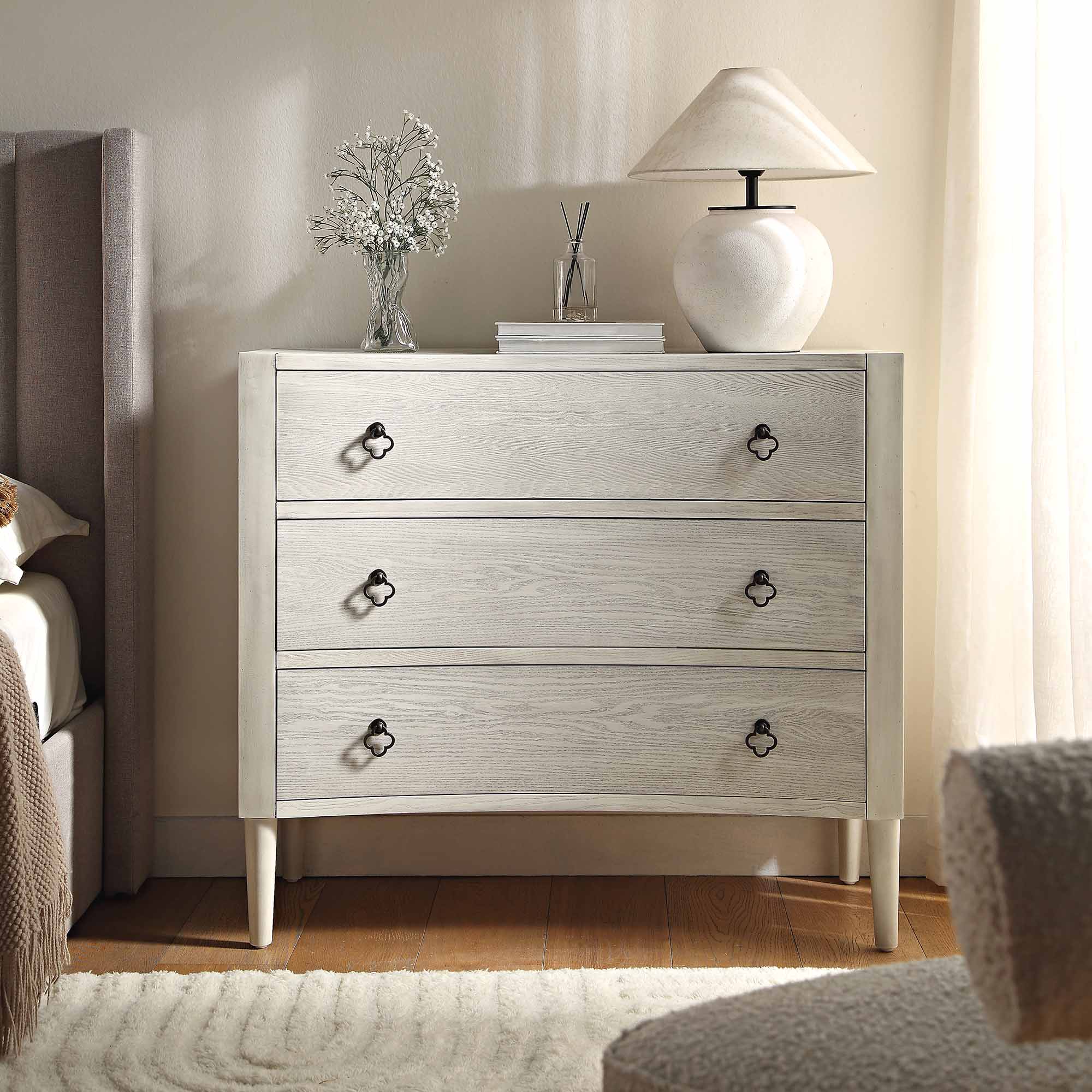 Thalia Concave Chest of Drawers, Washed White