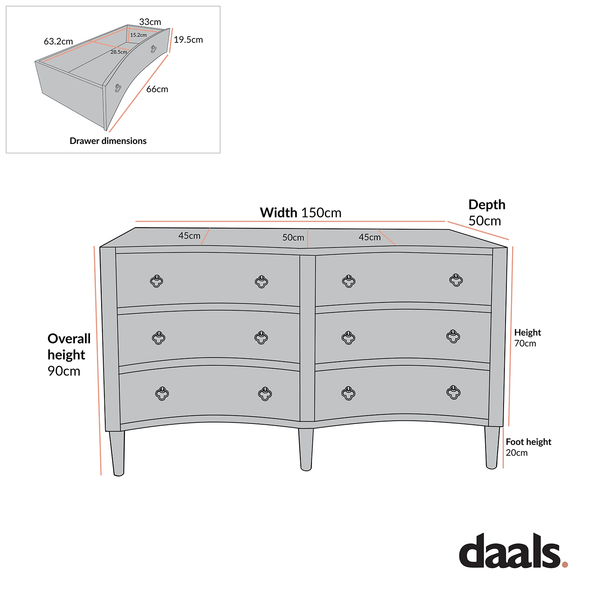 Thalia Concave Double Chest of Drawers, Natural