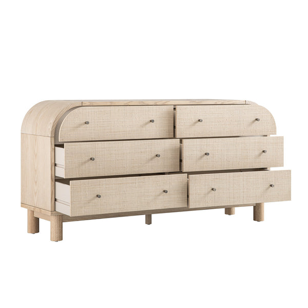 Maude Chest of 6 Drawers, Natural Ash with Raffia