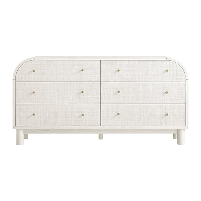 Maude Chest of 6 Drawers, Washed White Ash with Raffia
