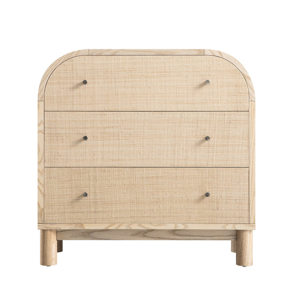 Maude Chest of 3 Drawers, Natural Ash with Raffia