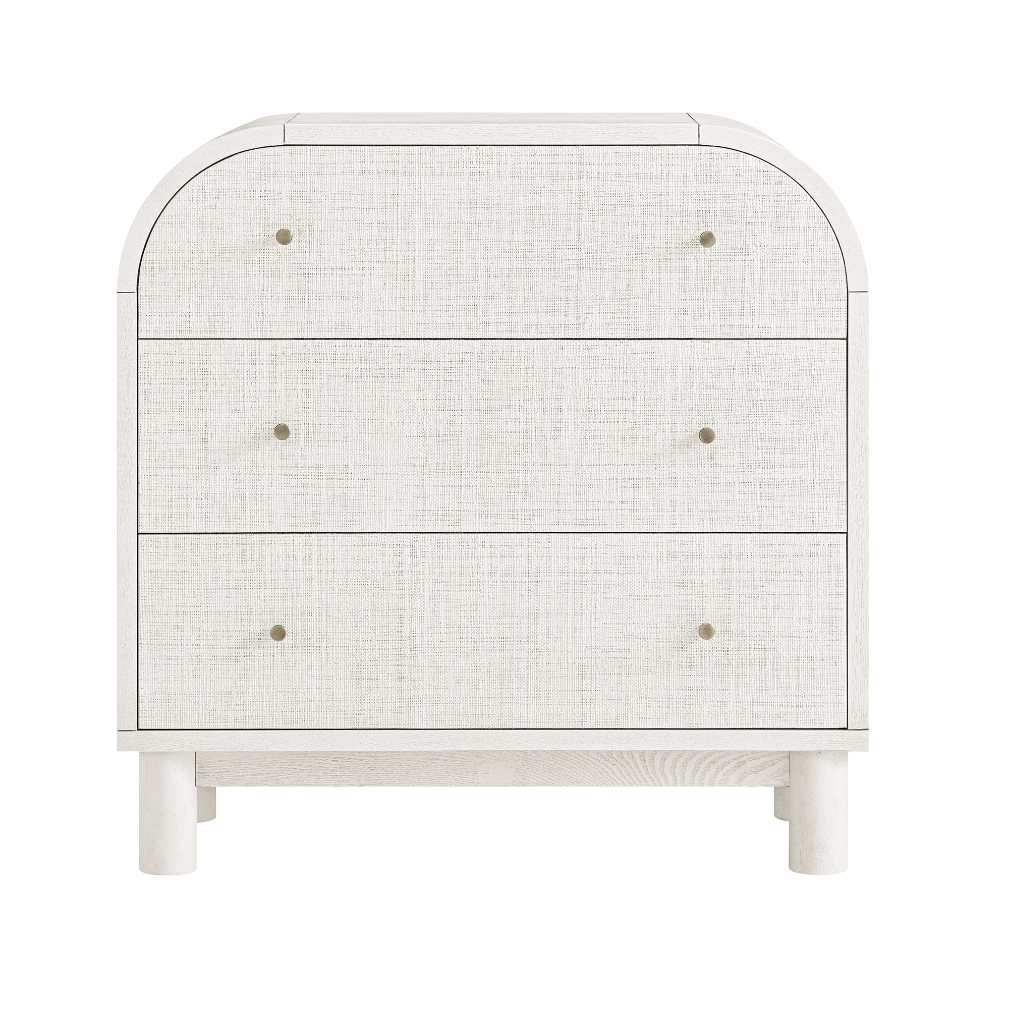 Maude Chest of 3 Drawers, Washed White Ash with Raffia