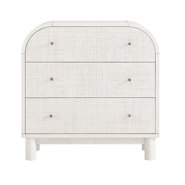 Maude Chest of 3 Drawers, Washed White Ash with Raffia