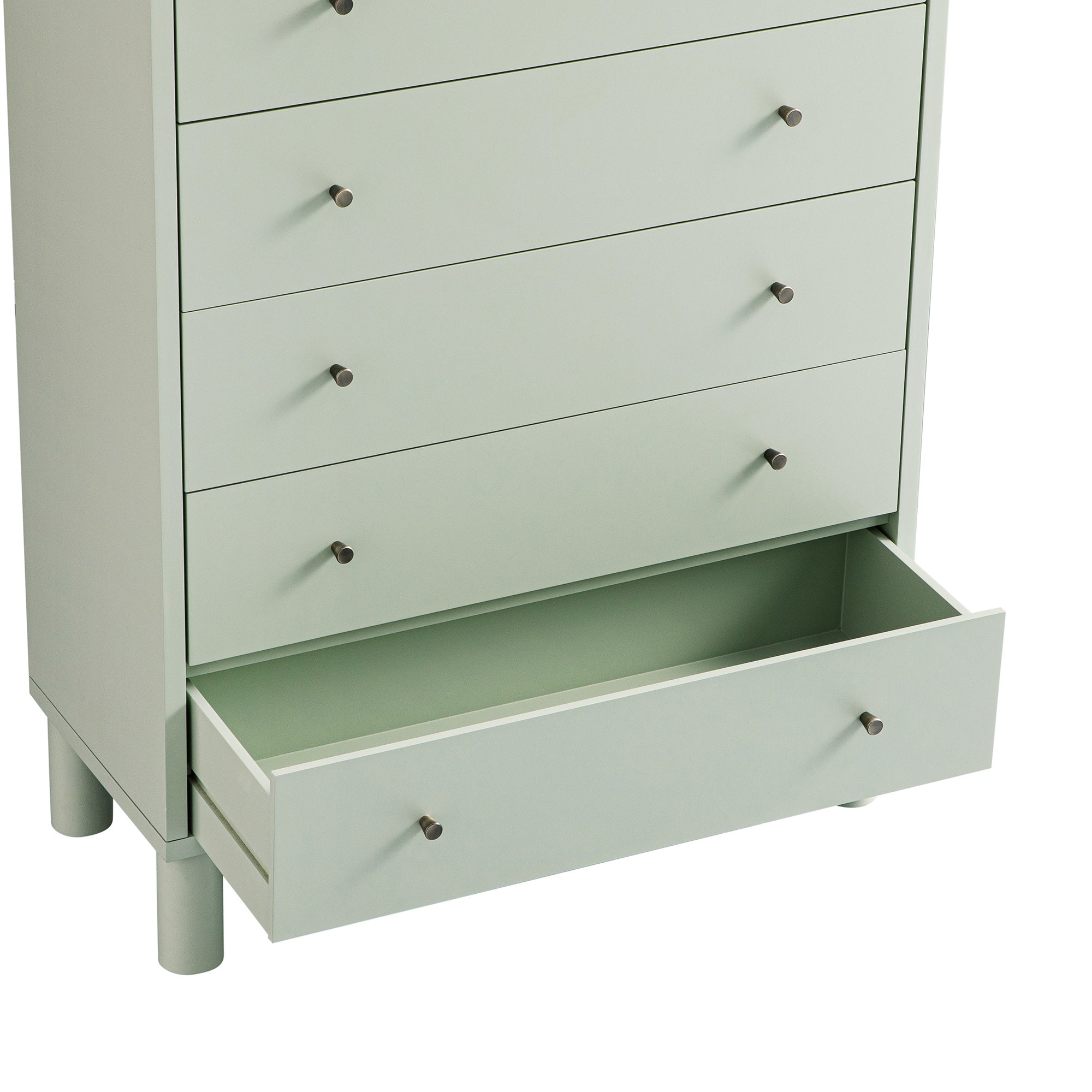 Maude Tall Chest, Muted Pistachio Ash with Raffia