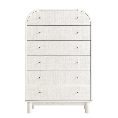 Maude Tall Chest, Washed White Ash with Raffia