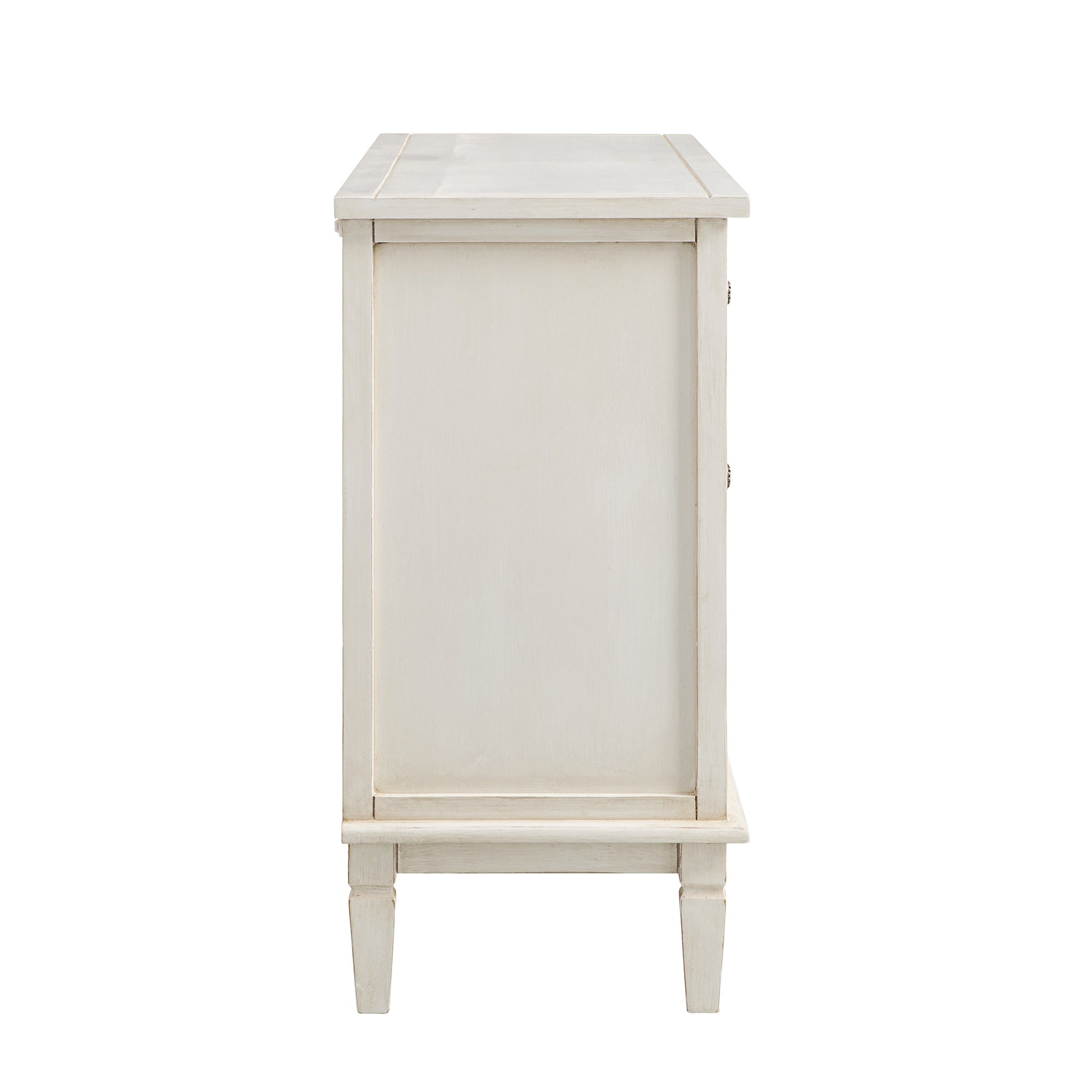 Chantilly Whitewashed Carved Wide 6 Drawer Chest