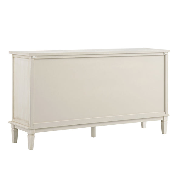 Chantilly Whitewashed Carved Wide 6 Drawer Chest