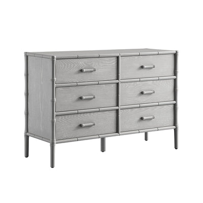 Elstowe Faux Bamboo 6-Drawer Chest, Warm Grey