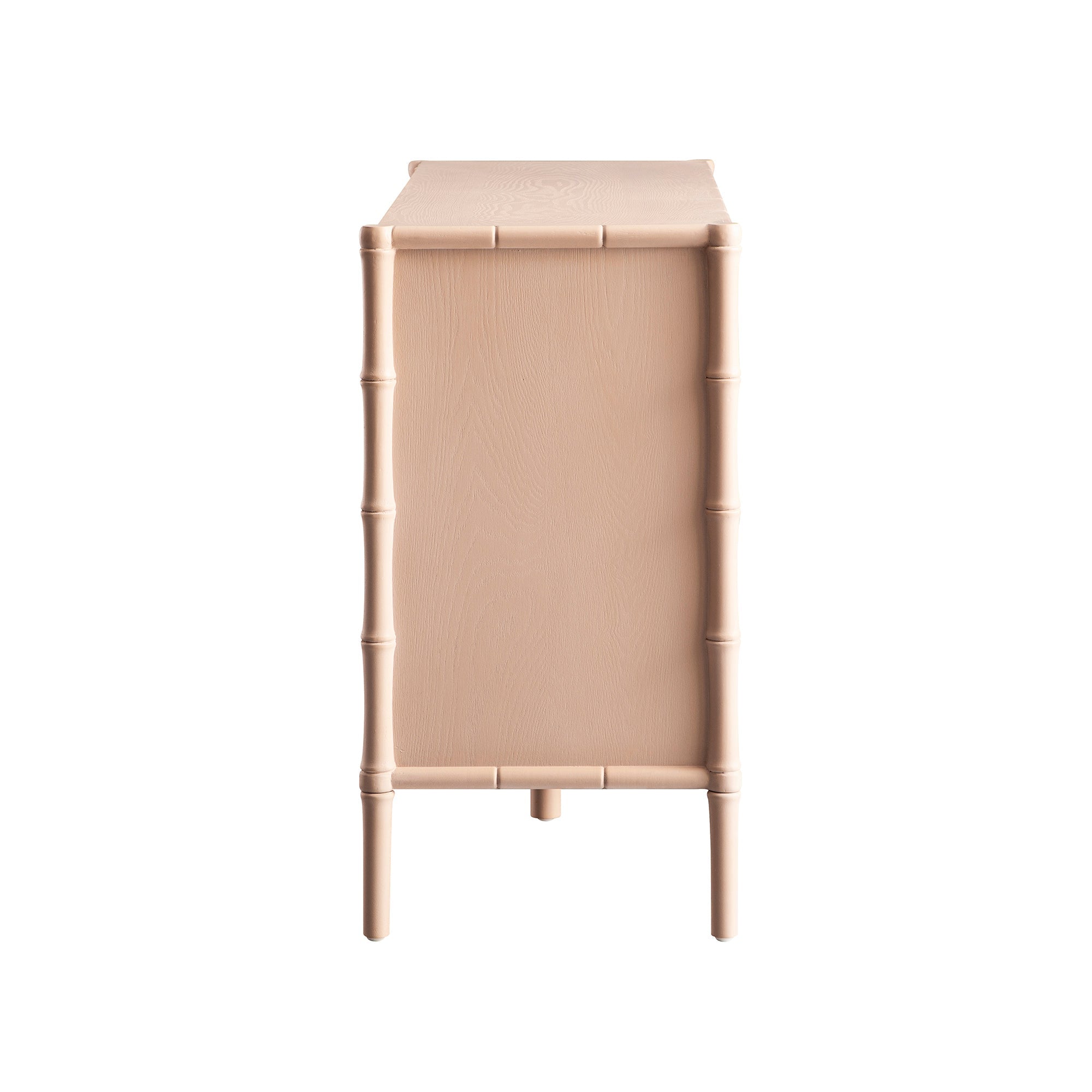 Elstowe Faux Bamboo 6-Drawer Chest, Nude Pink
