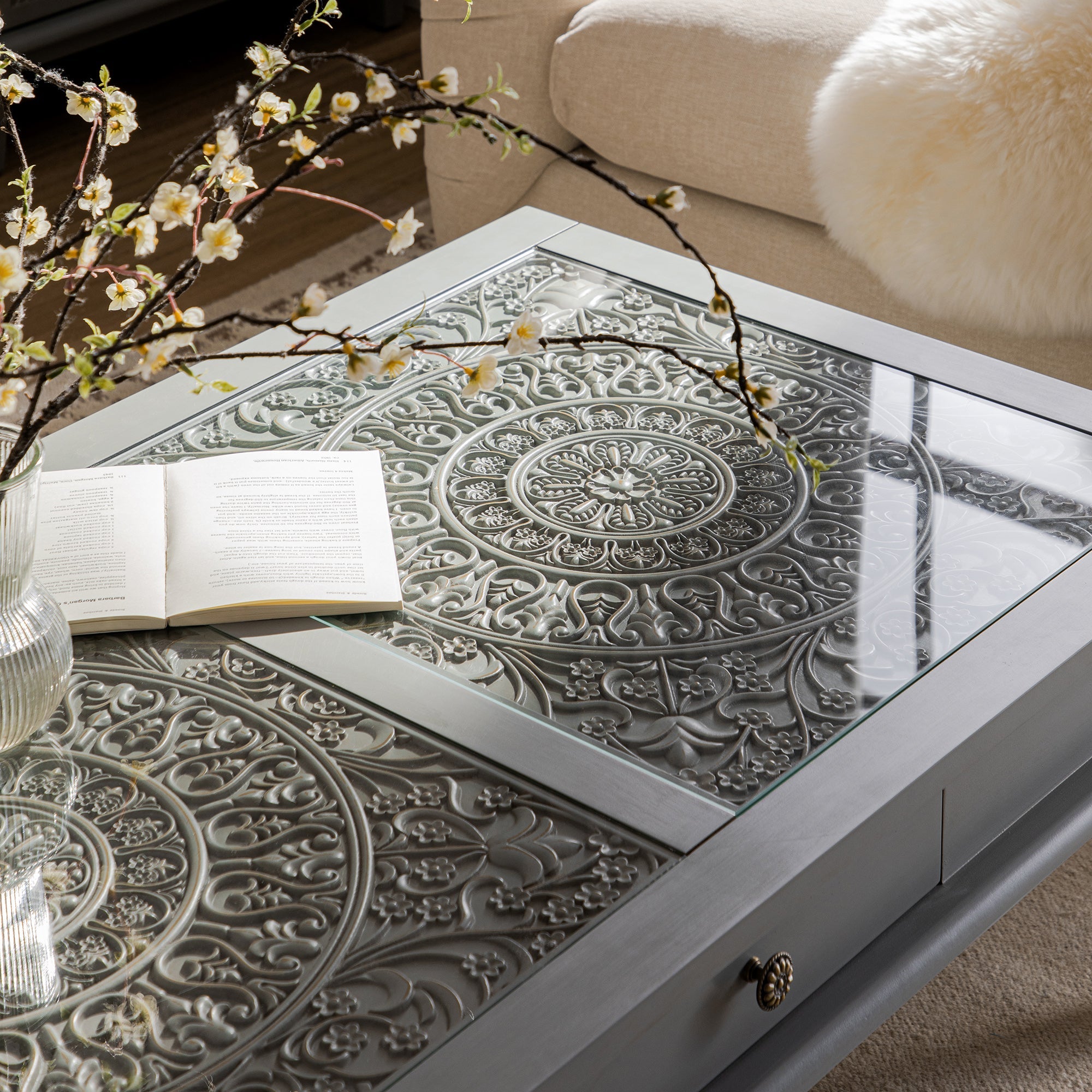 Chantilly Mid Grey Coffee Table with Drawers