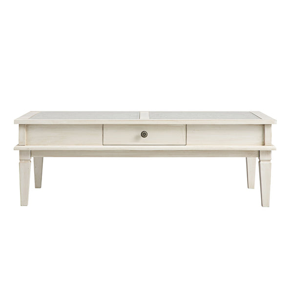 Chantilly Whitewashed Coffee Table with Drawers